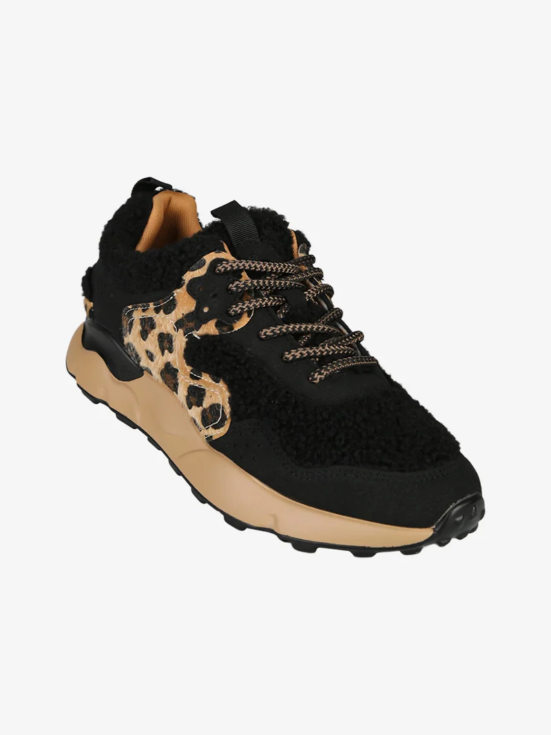 Sneakers donna con dettagli orsetto e platform - nero