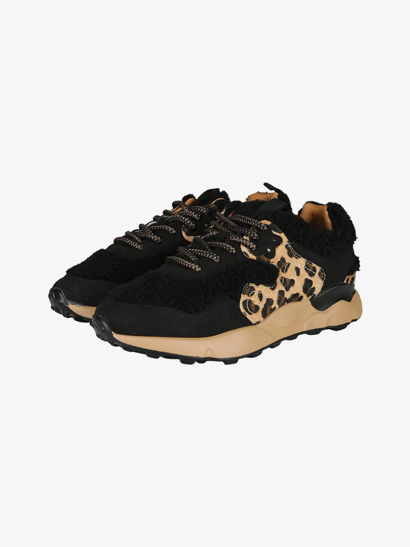 Sneakers donna con dettagli orsetto e platform - nero