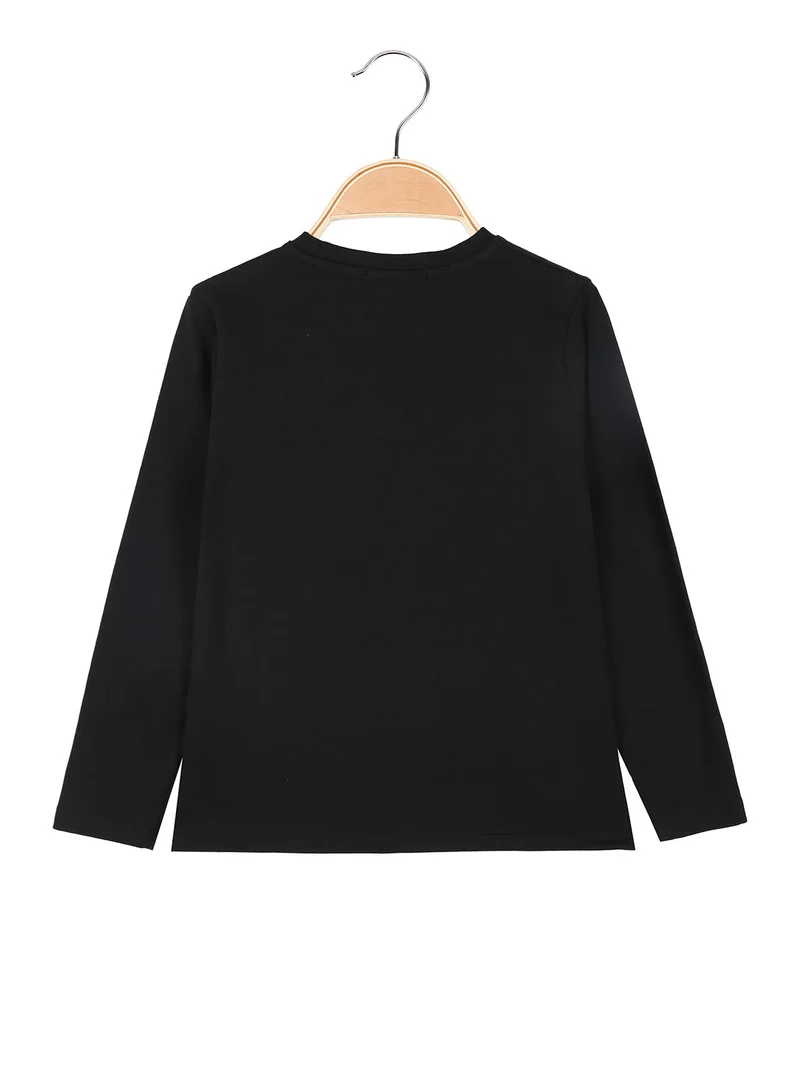T-shirt maniche lunghe da bambino con stampa - nero