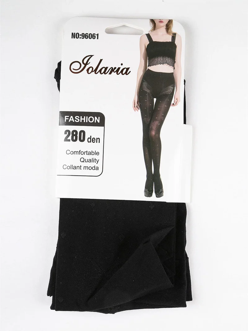 Collant 280 denari con ricami - nero