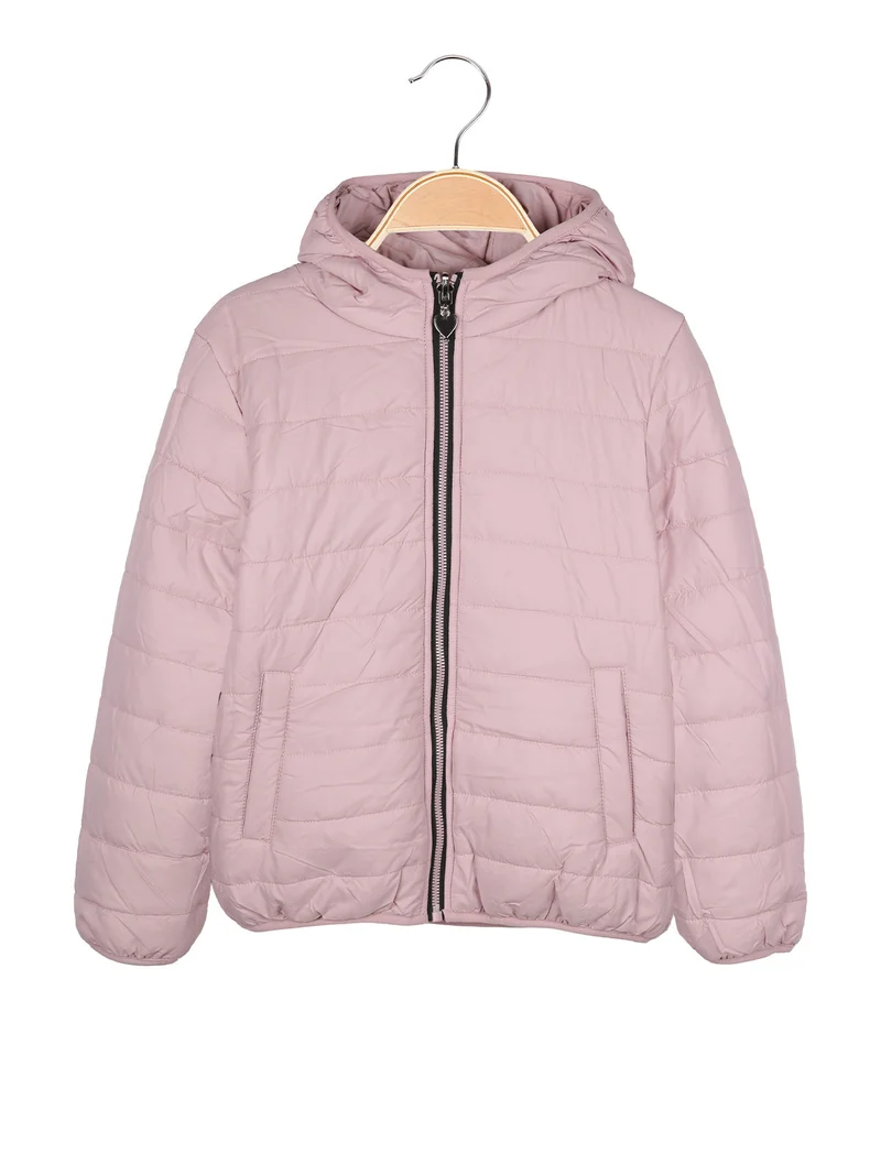 Giubbotto da bambina reversibile con cappuccio - rosa