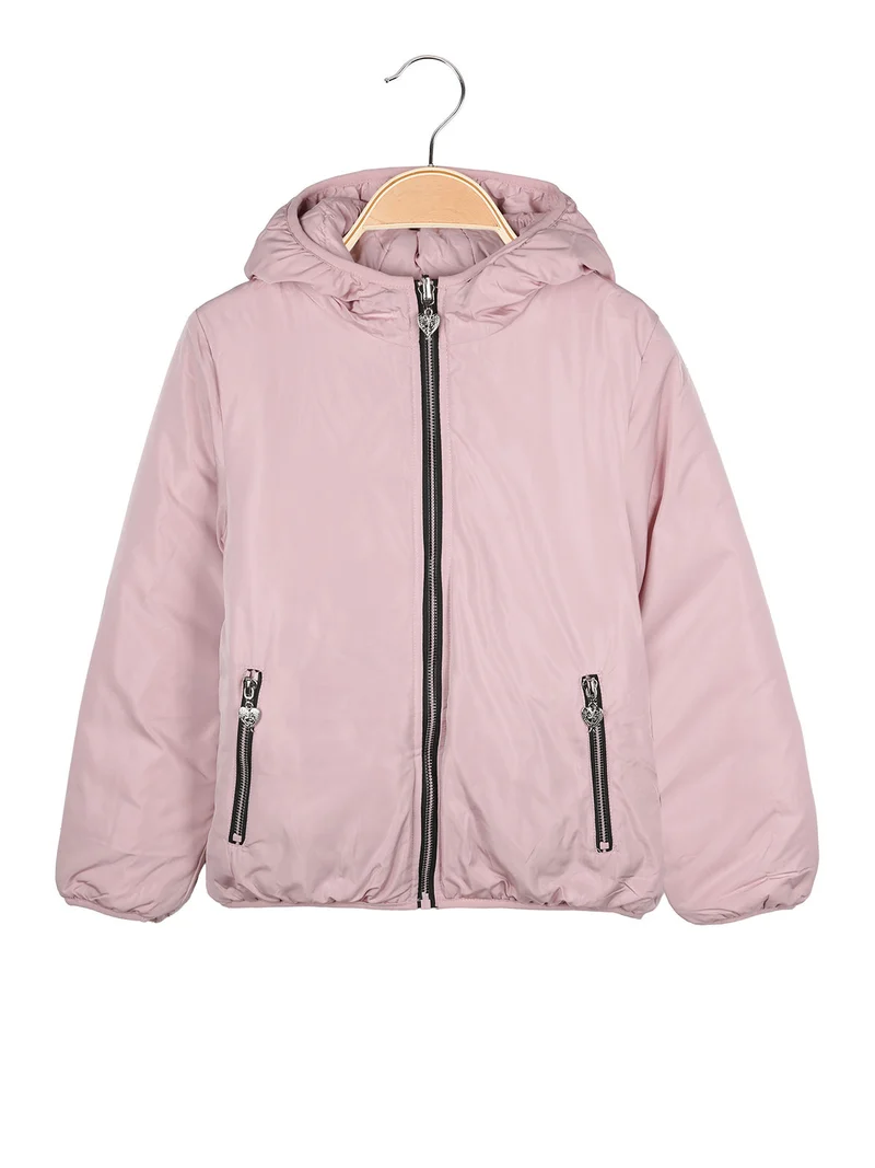 Giubbotto da bambina reversibile con cappuccio - rosa