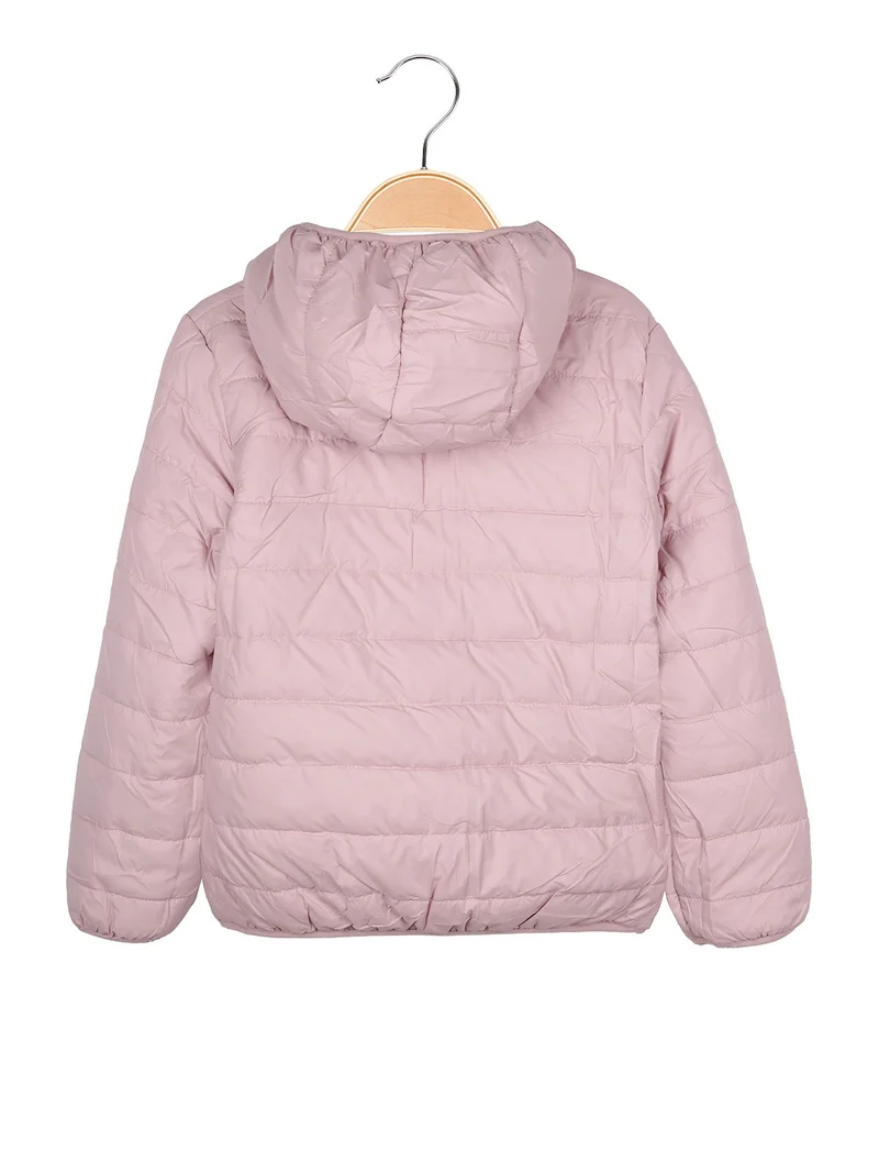 Giubbotto da bambina reversibile con cappuccio - rosa