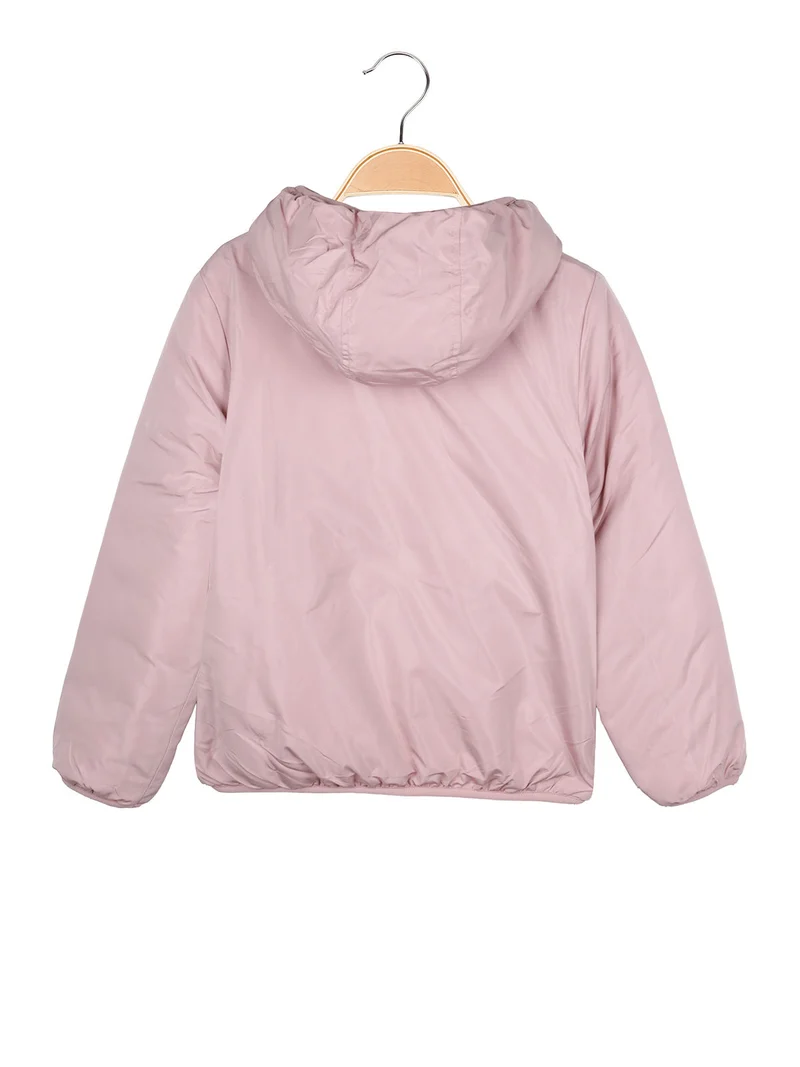 Giubbotto da bambina reversibile con cappuccio - rosa