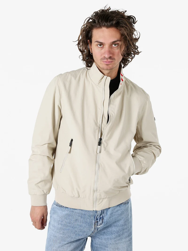 Giacca a vento da uomo con zip - beige
