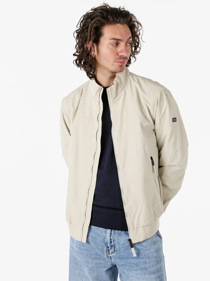 Giacca a vento da uomo con zip - beige