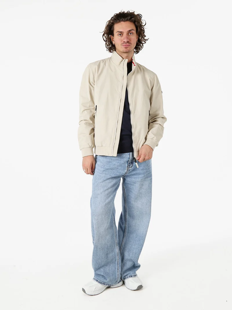 Giacca a vento da uomo con zip - beige