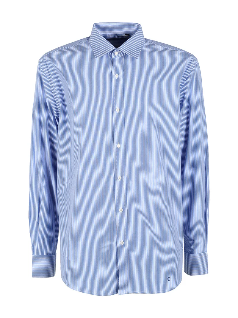 Camicia da uomo a righe regular fit in cotone - cielo