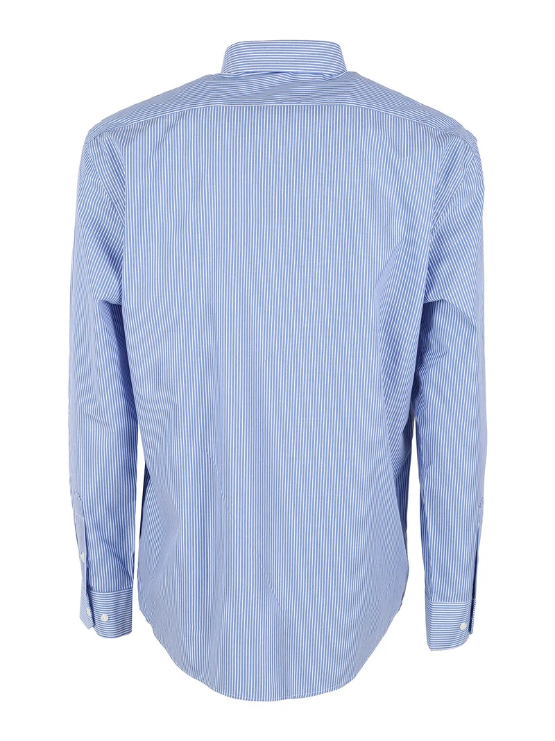 Camicia da uomo a righe regular fit in cotone - cielo