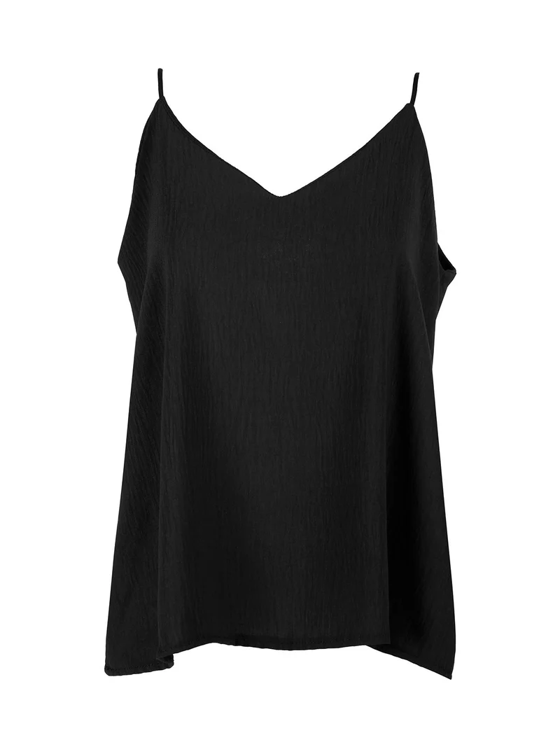 Solada Top donna con spalline sottili e scollo V - nero