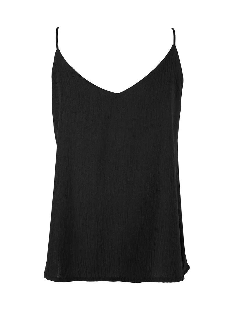 Solada Top donna con spalline sottili e scollo V - nero