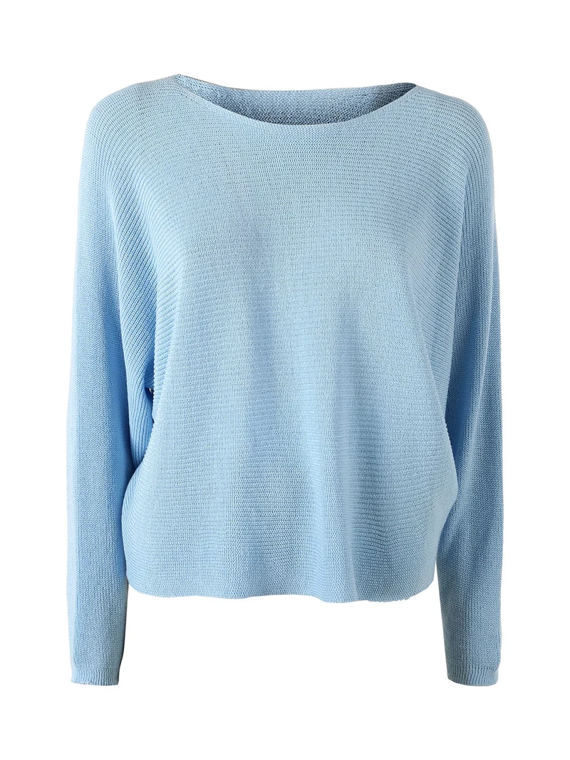 Maglia donna oversize con maniche a pipistrello - azzurro