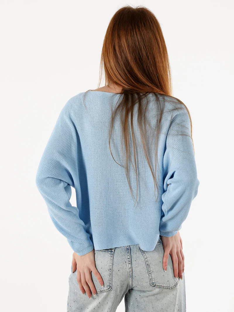 Maglia donna oversize con maniche a pipistrello - azzurro