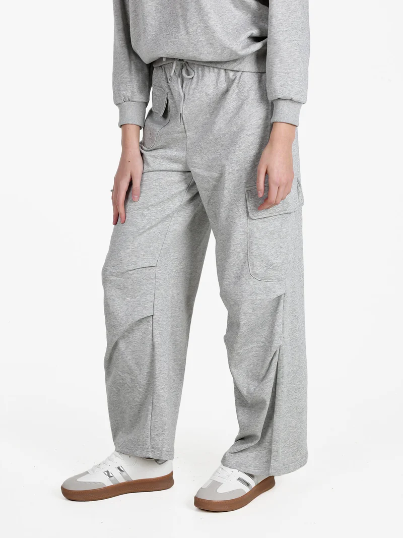 Pantaloni donna in felpa con tasconi - grigio