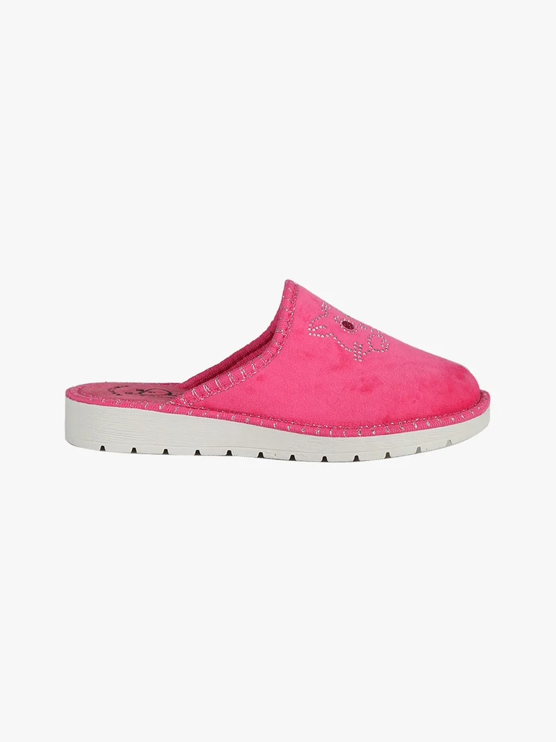 Pantofole donna in tessuto scamosciato - fucsia
