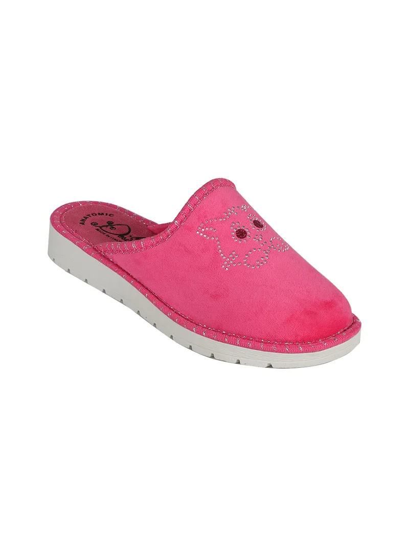 Pantofole donna in tessuto scamosciato - fucsia