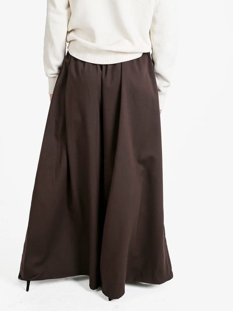 Pantaloni donna a gamba larga con cintura - moro