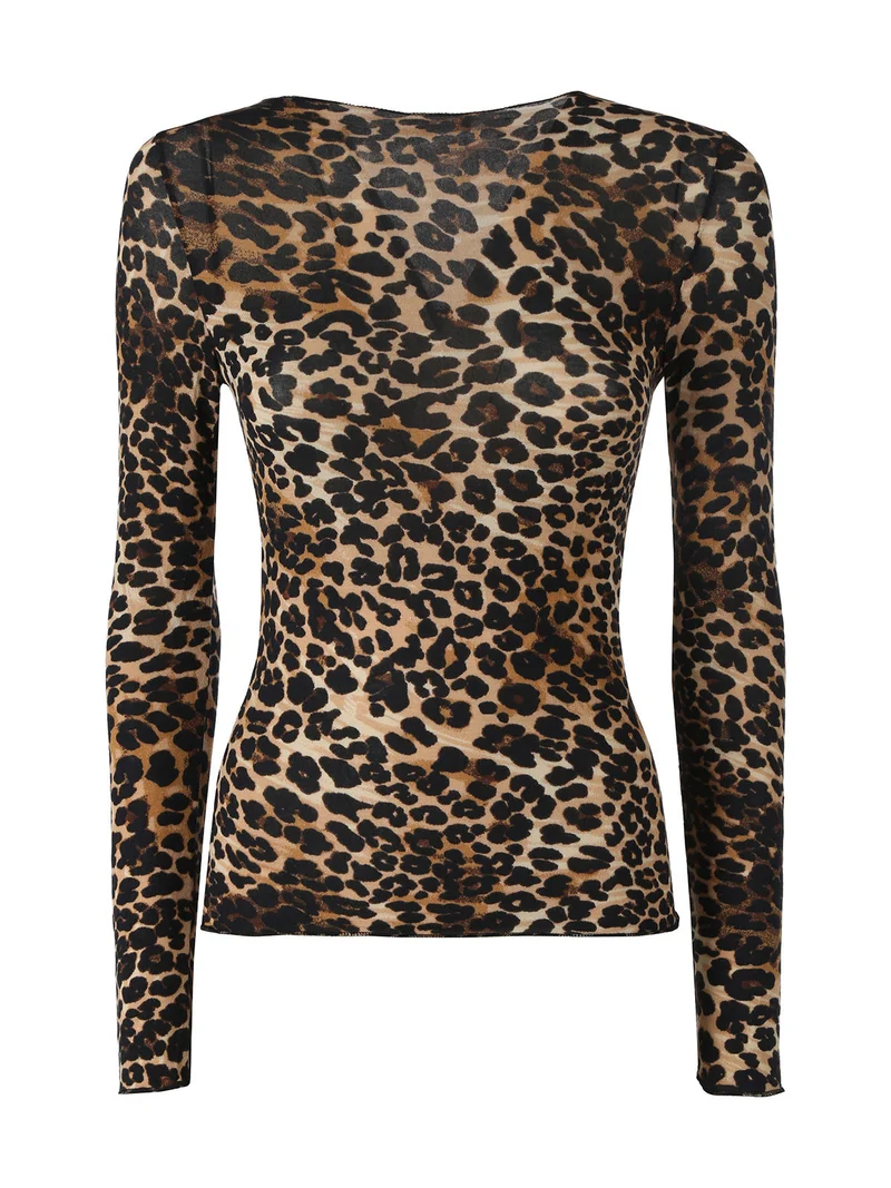 Maglia donna animalier a manica lunga in cashmere - multicolore