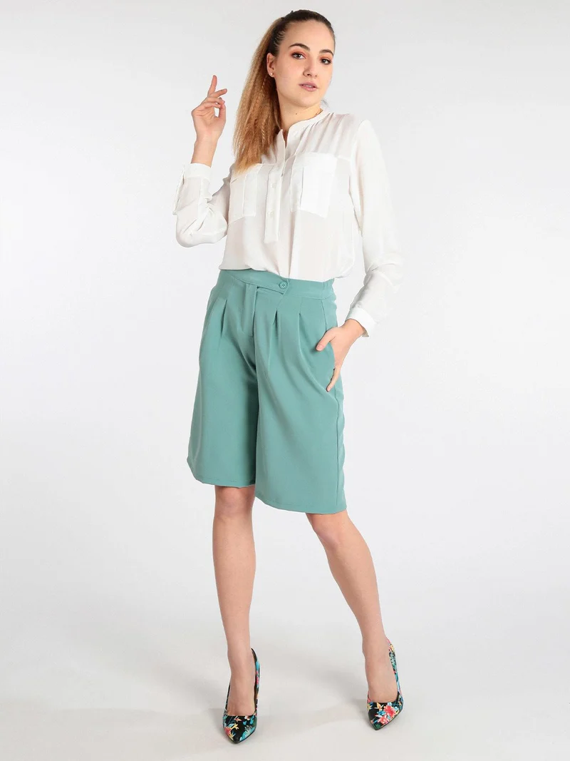 Shorts donna a vita alta - acqua marina