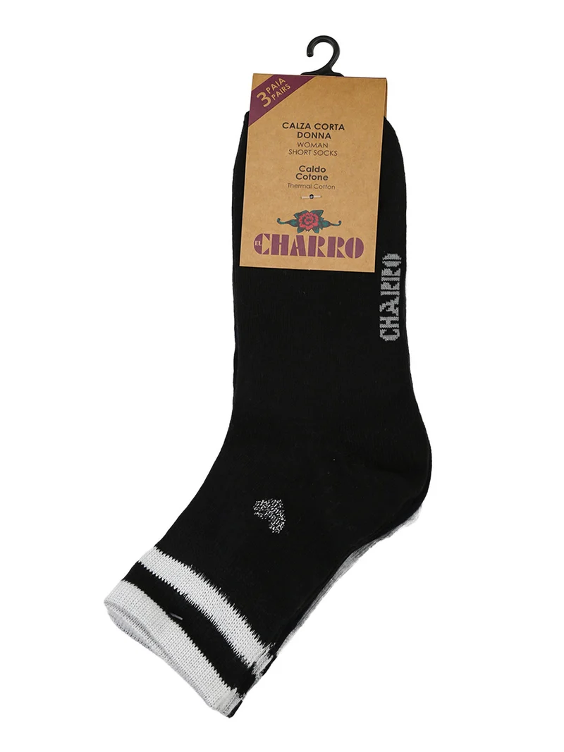 Confezione da 3 paia di calze corte donna - nero