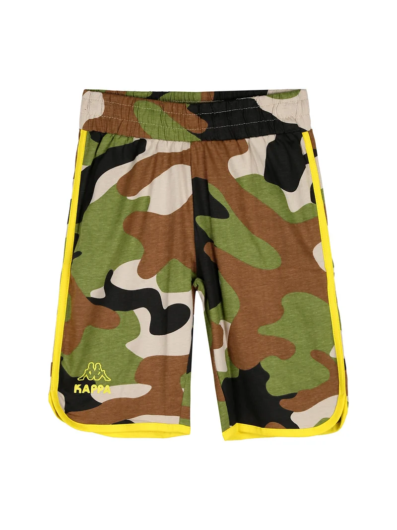 Completo corto 2 pezzi da ragazzo in cotone con t-shirt e bermuda militare - bianco