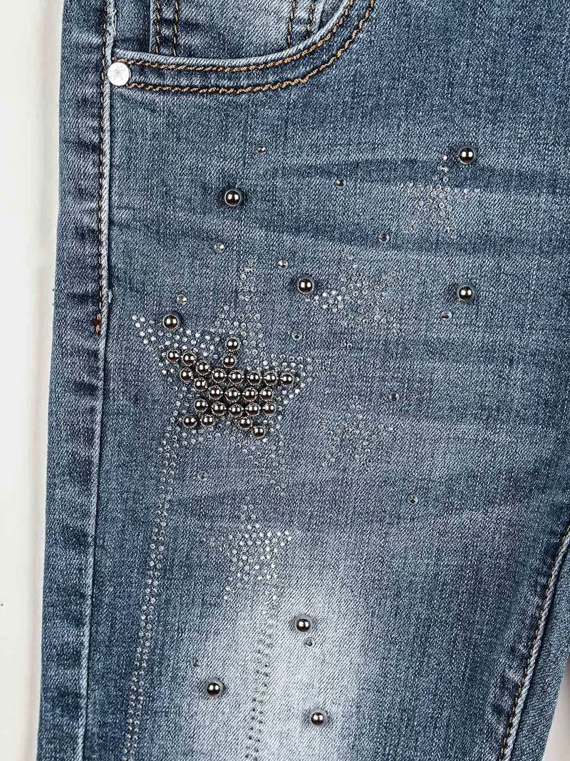 Salopette di jeans con borchie - jeans