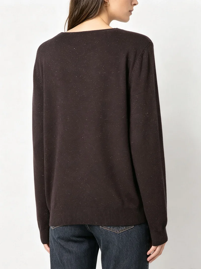 Pullover girocollo da donna in maglia con dettagli lurex - moro
