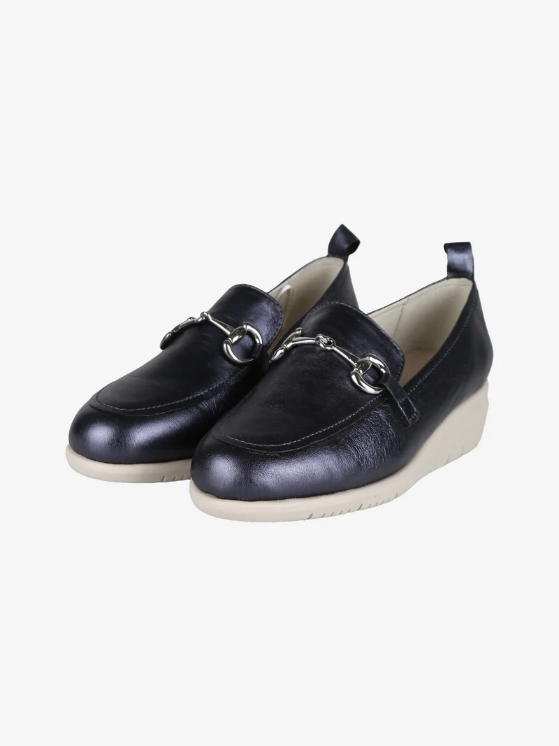 Mocassini in pelle donna - blu scuro