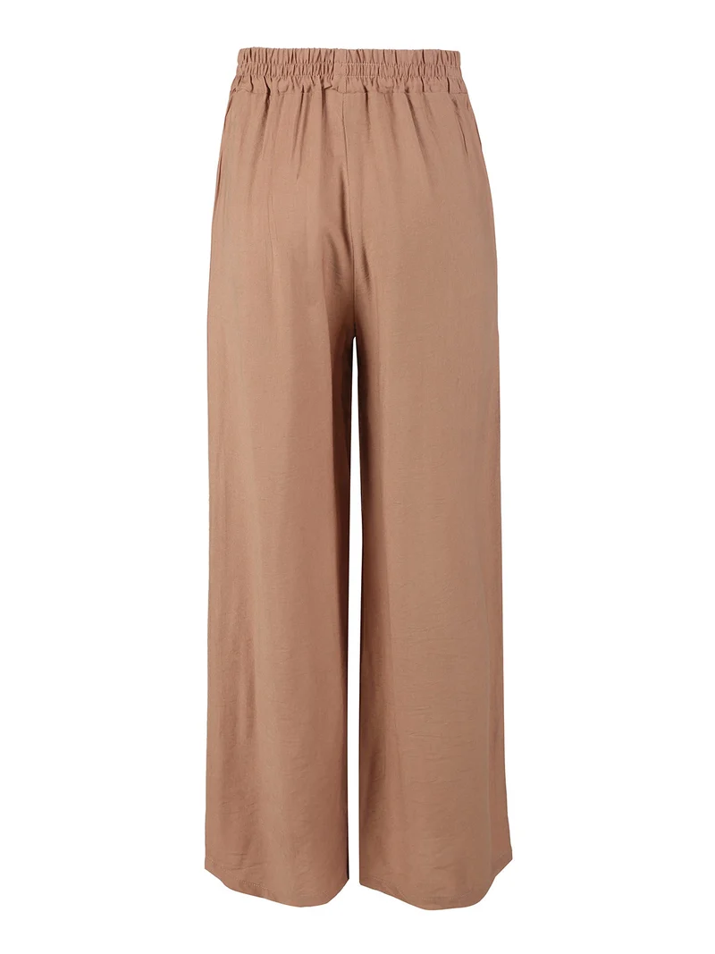Pantaloni donna in viscosa a gamba larga - khaki