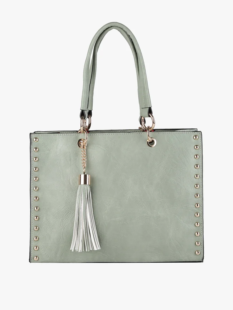 Borsetta mini tote con borchie - acqua marina