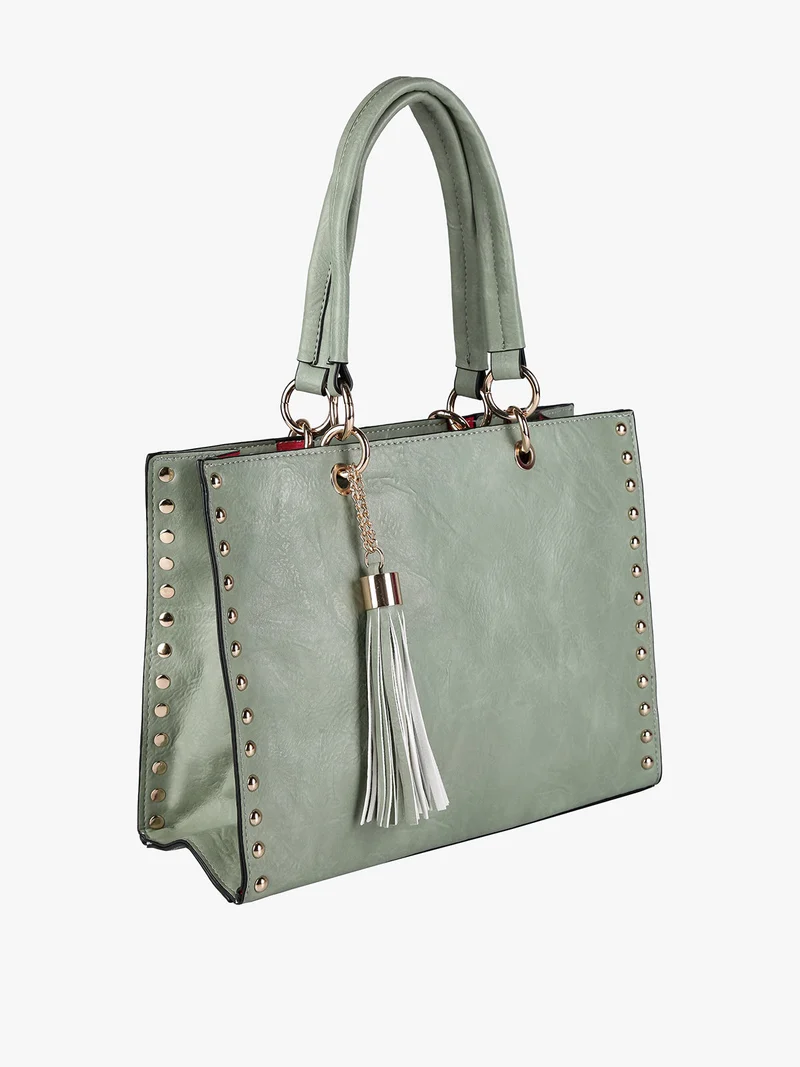 Borsetta mini tote con borchie - acqua marina