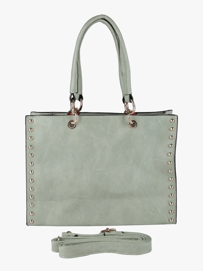 Borsetta mini tote con borchie - acqua marina