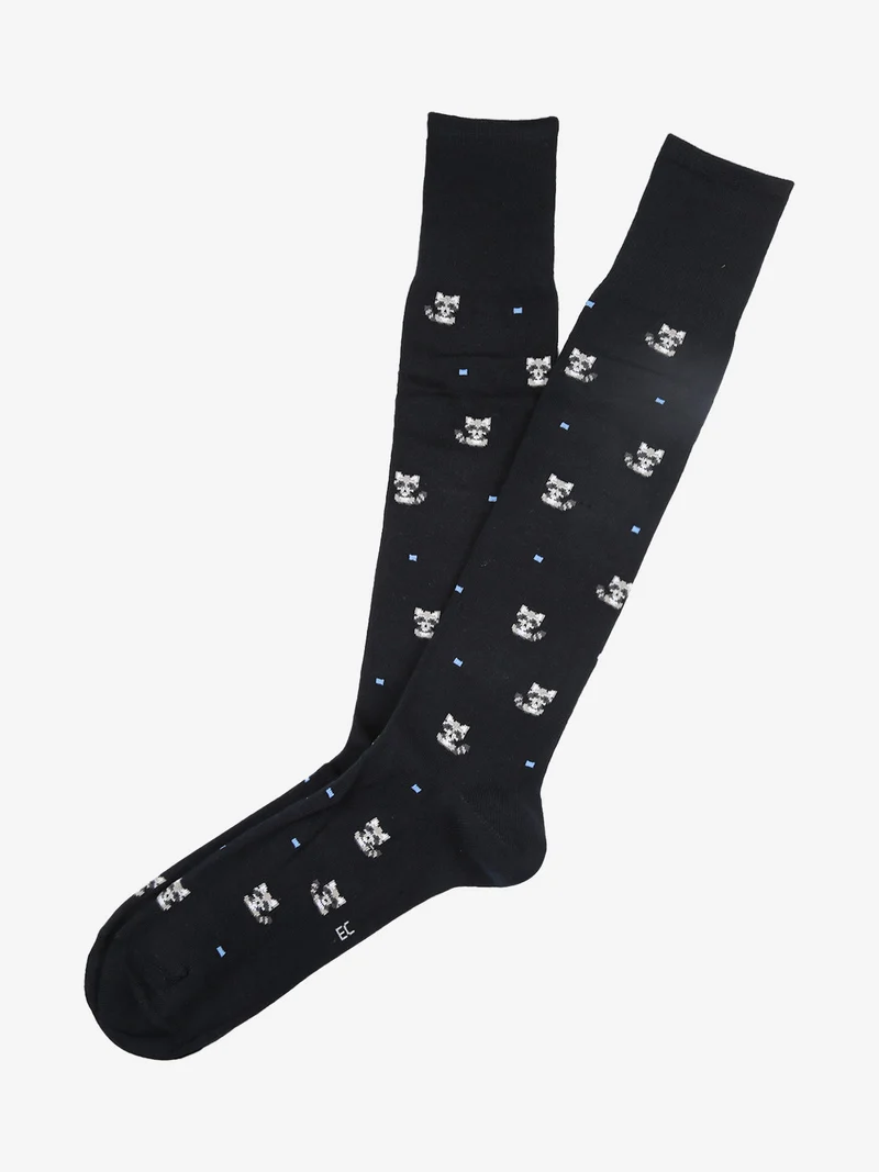 Calze lunghe da uomo in caldo cotone con stampe - blu scuro