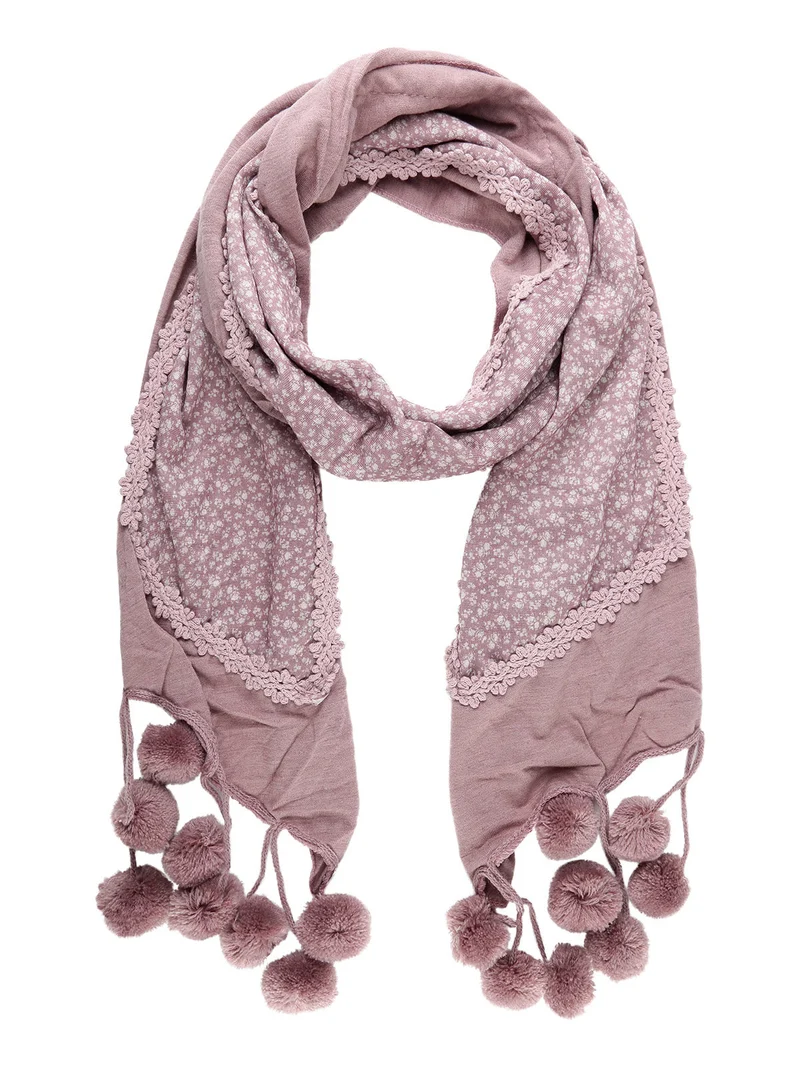 Sciarpa donna con pom pon - rosa