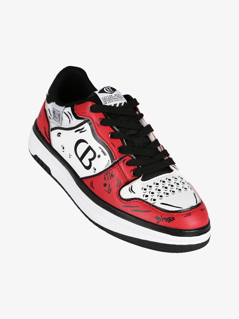 Sneakers basse donna bicolor - rosso