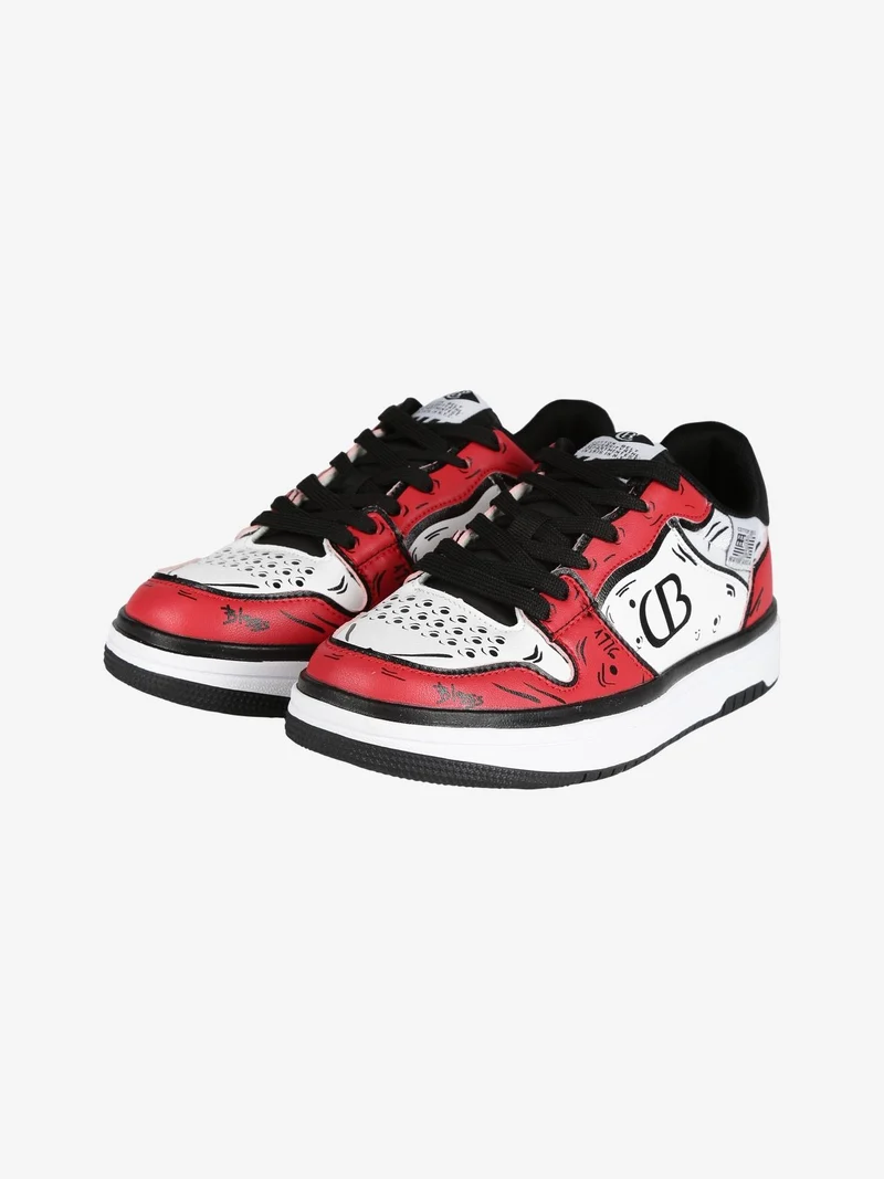 Sneakers basse donna bicolor - rosso