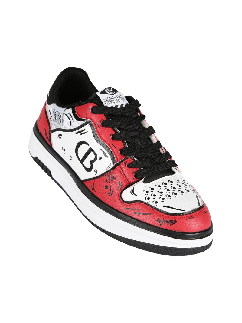 Sneakers basse donna bicolor - rosso