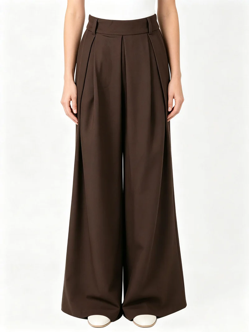 Pantaloni da donna classici a gamba larga - moro