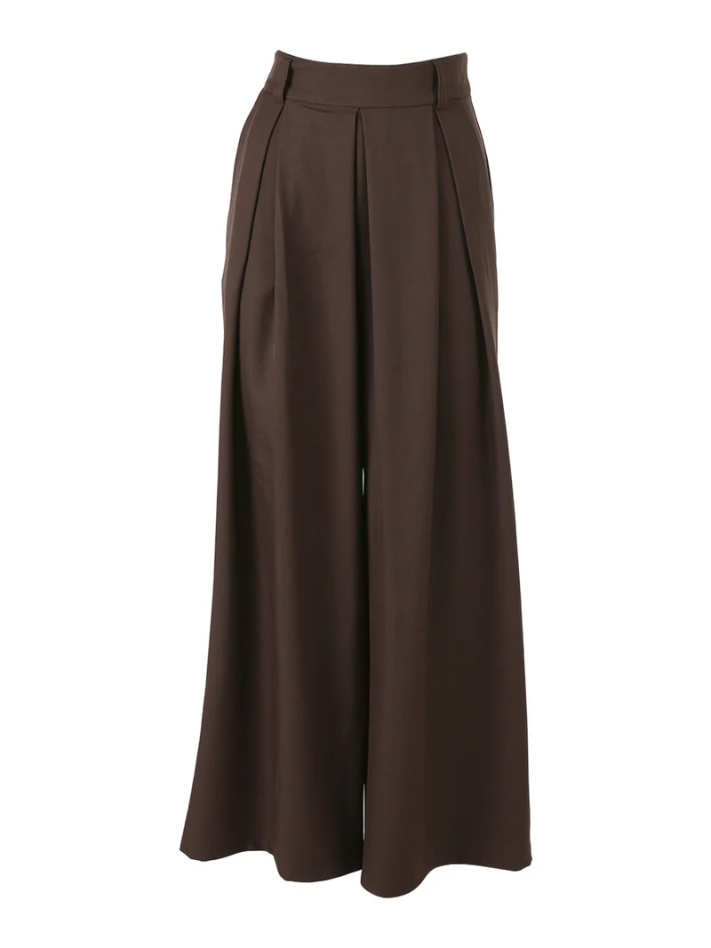 Pantaloni da donna classici a gamba larga - moro