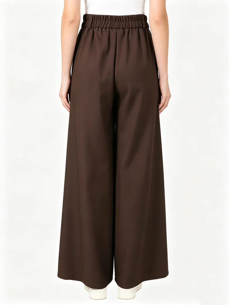 Pantaloni da donna classici a gamba larga - moro