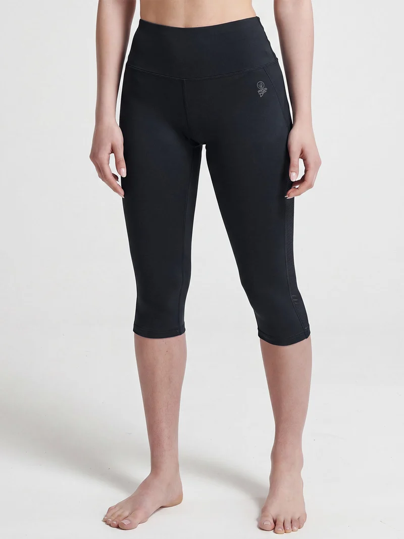 Leggings donna tre quarti sportivi elasticizzati - nero