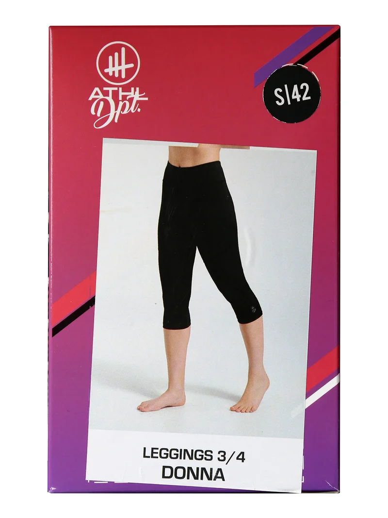 Leggings donna tre quarti sportivi elasticizzati - nero
