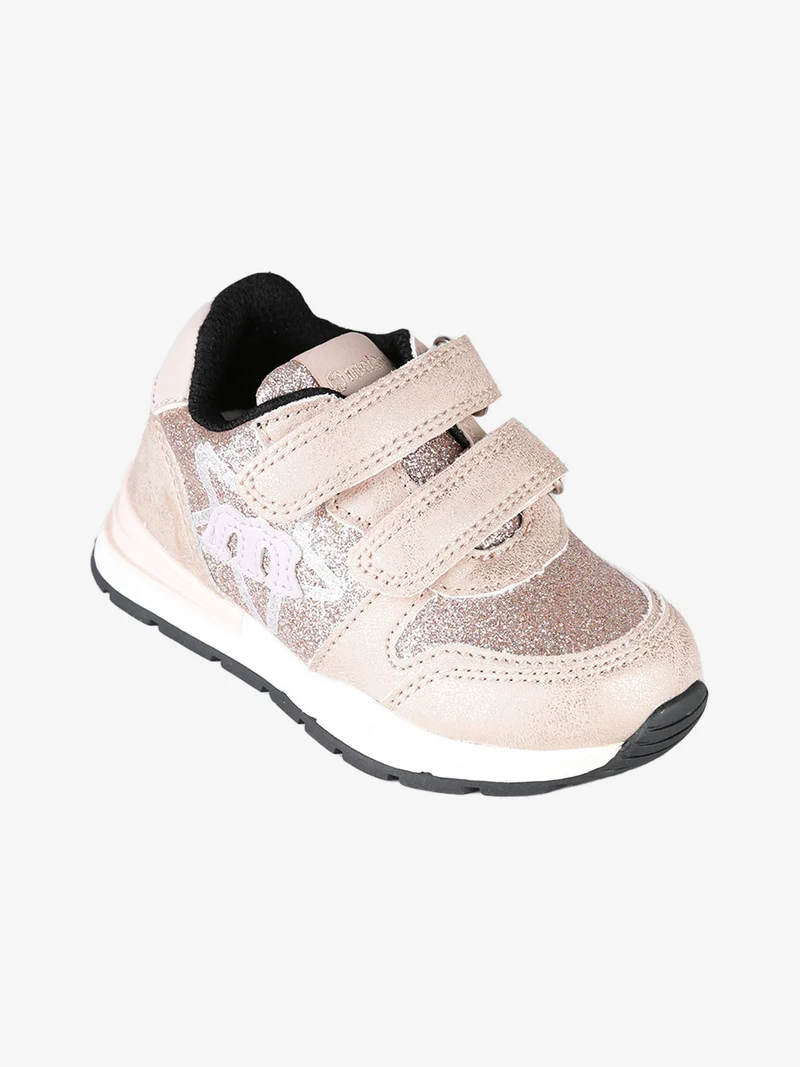 Sneakers glitter da bambina con strappi - champagne