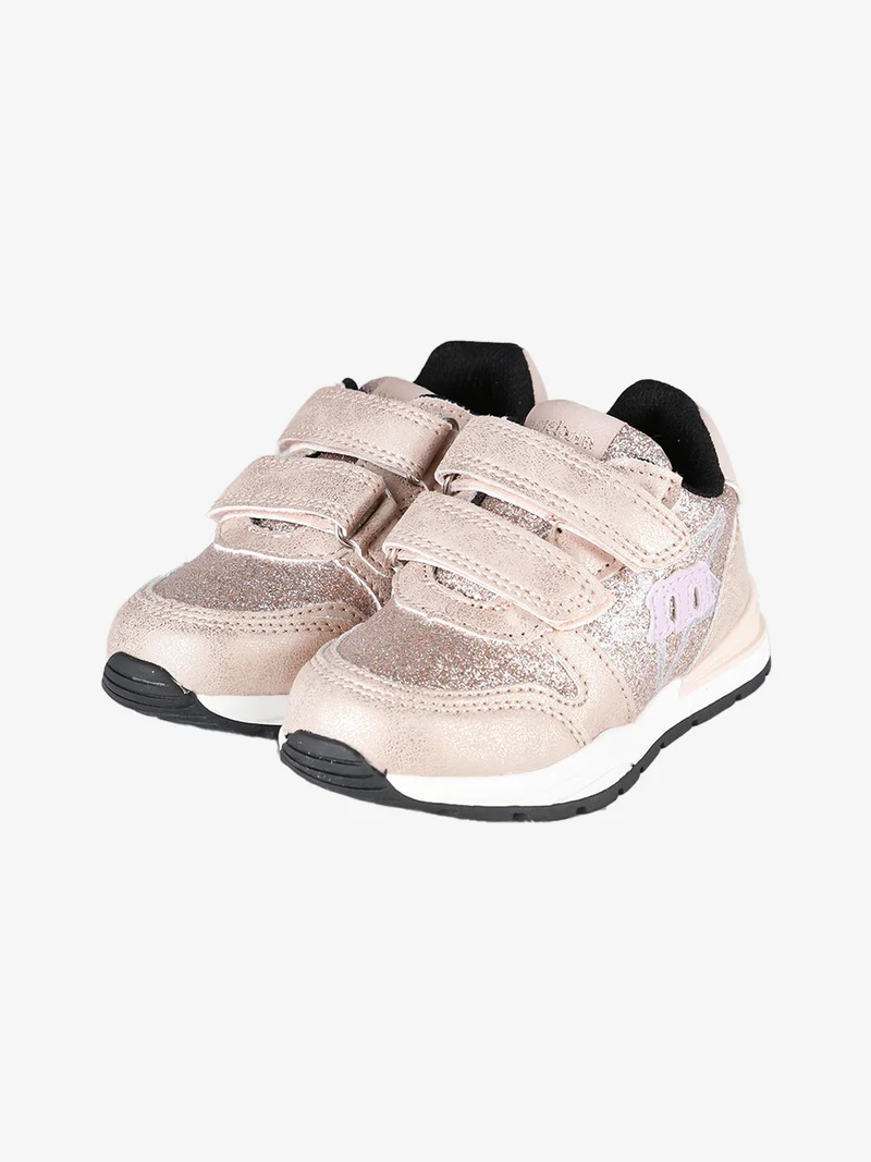 Sneakers glitter da bambina con strappi - champagne