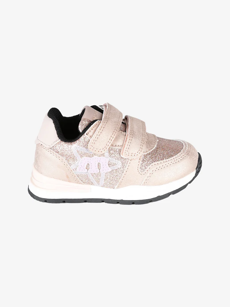 Sneakers glitter da bambina con strappi - champagne