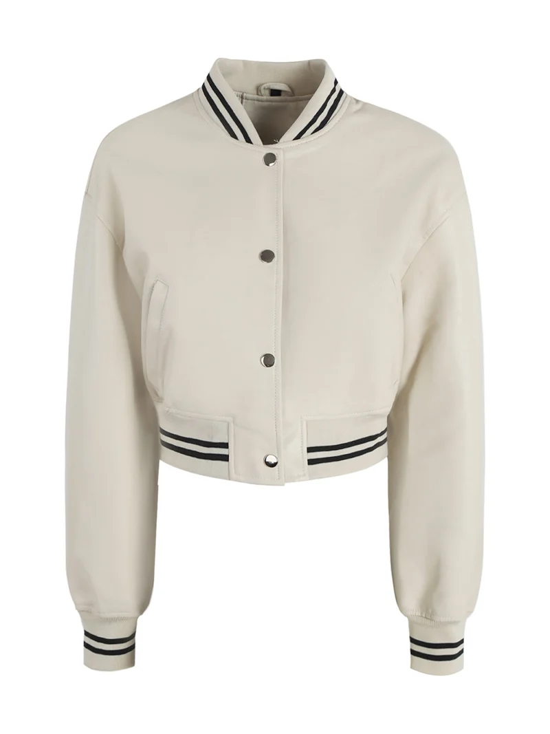 Giacca bomber in ecopelle da donna - beige