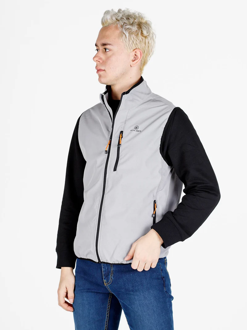 Gilet da uomo impermeabile con zip - grigio