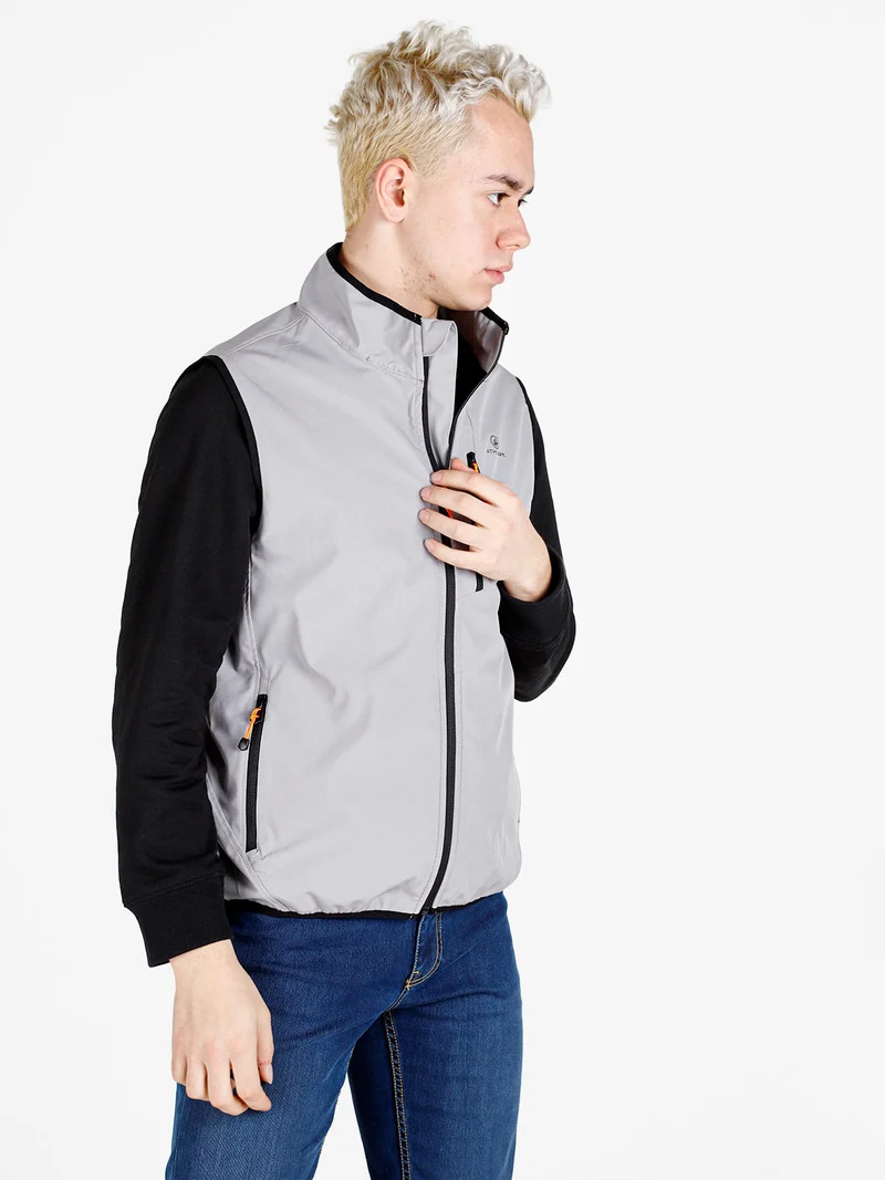 Gilet da uomo impermeabile con zip - grigio