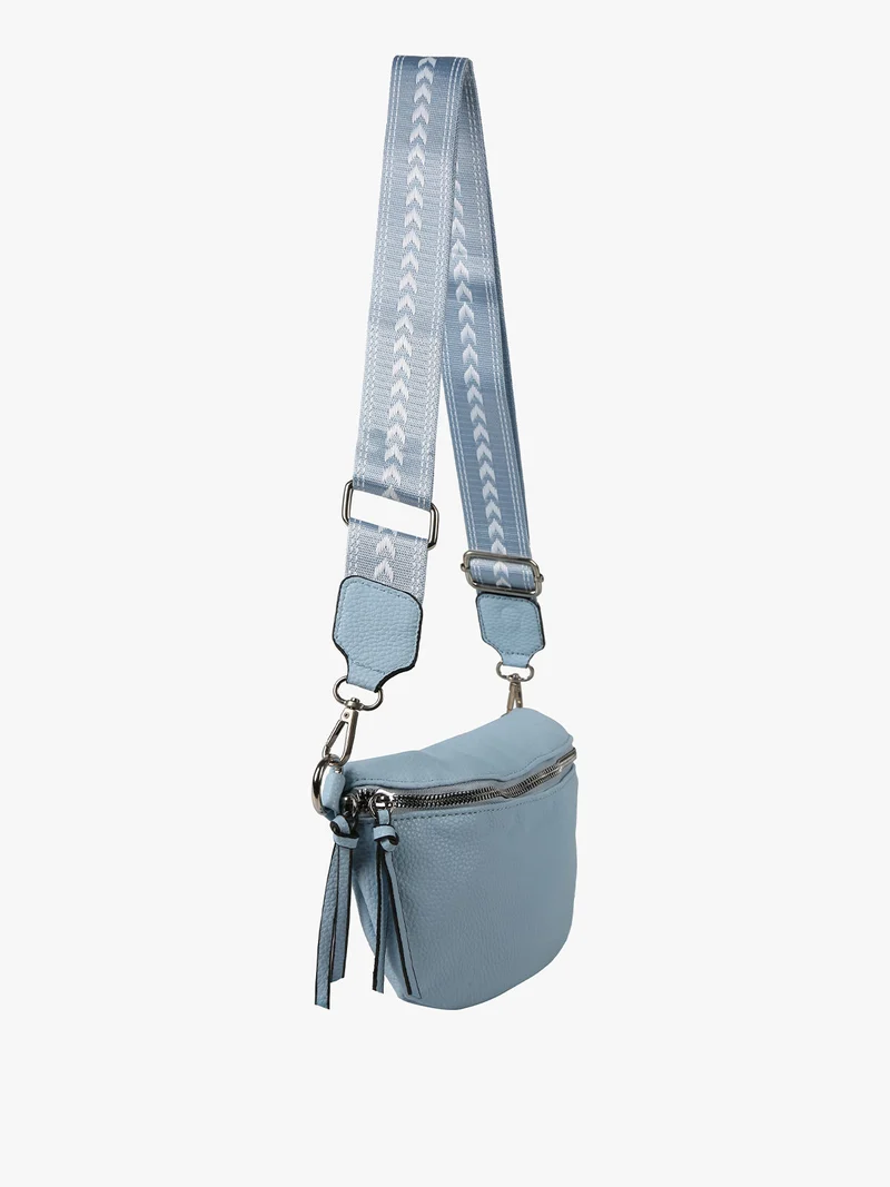 Marsupio donna in similpelle con tracolla stampata - azzurro