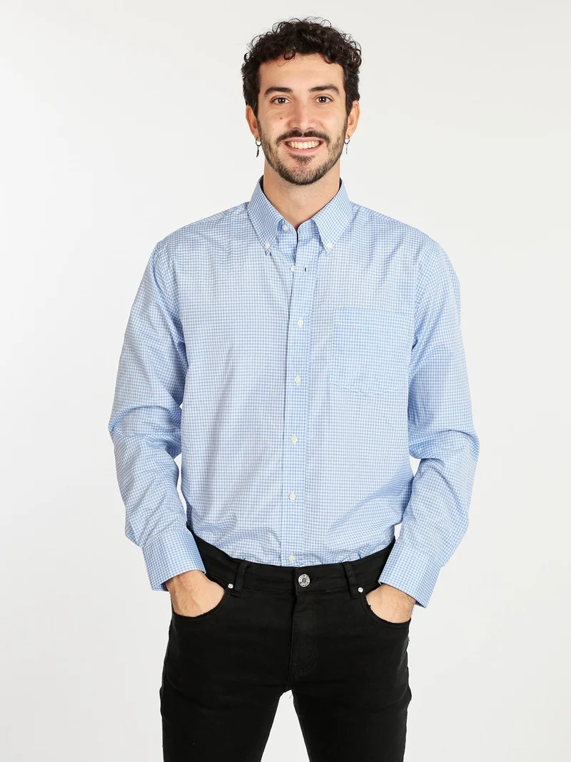 Camicia da uomo regular fit a quadretti - azzurro